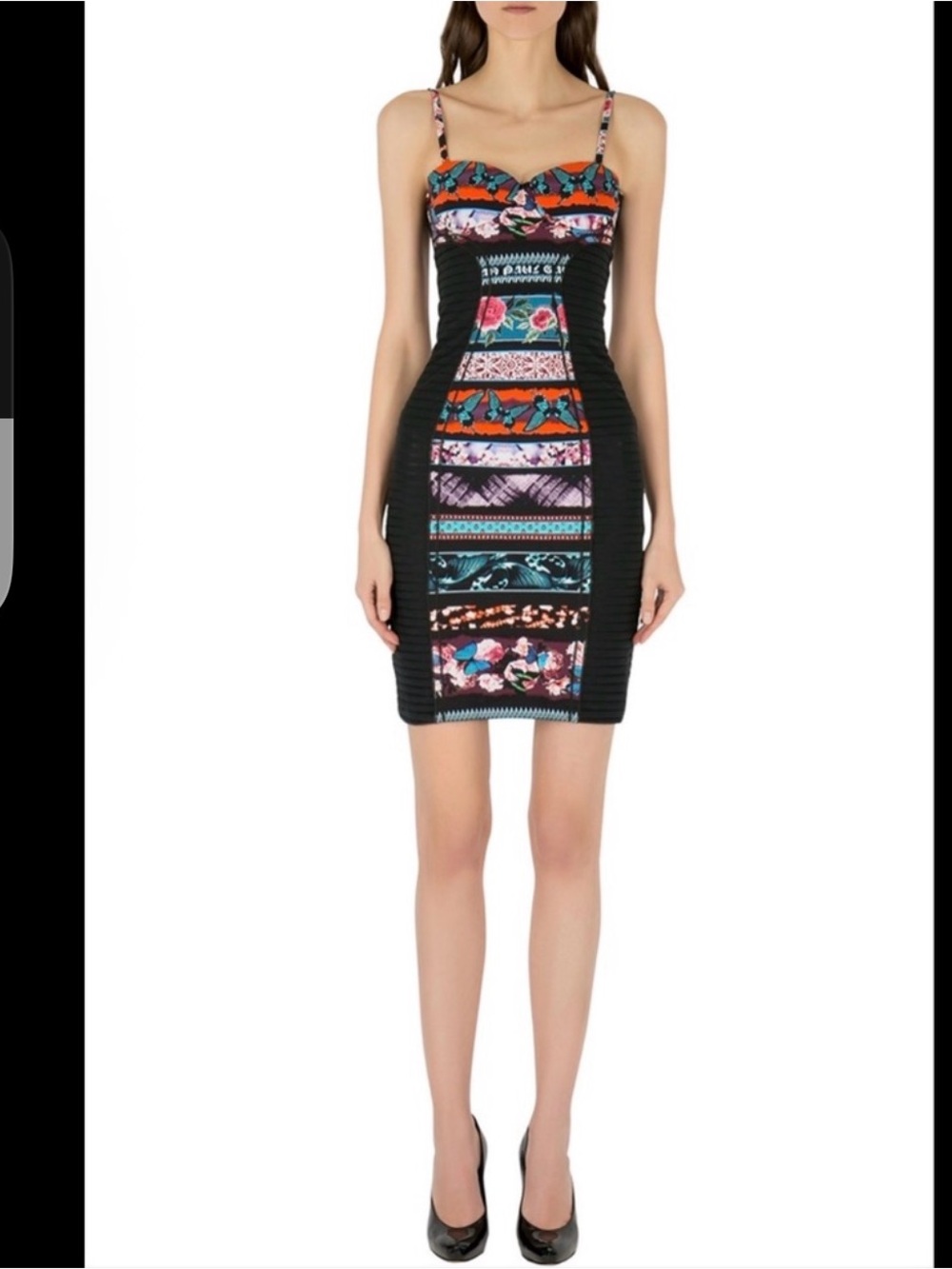 Jean Paul Gaultier Soleil Multicolor Printed Bustier Bodycon Dress Small